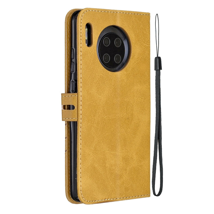 For Huawei Mate 30 Pro Stitching Style 2-Color Cow Texture Horizontal Flip PU Leather Case with Holder & Card Slot & Lanyard