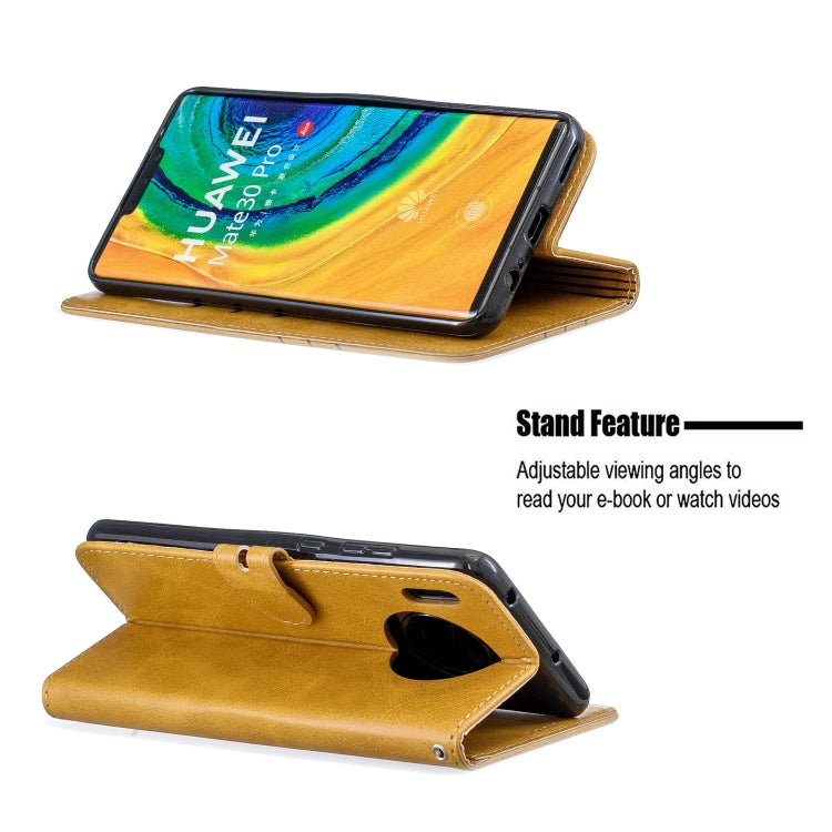 For Huawei Mate 30 Pro Stitching Style 2-Color Cow Texture Horizontal Flip PU Leather Case with Holder & Card Slot & Lanyard