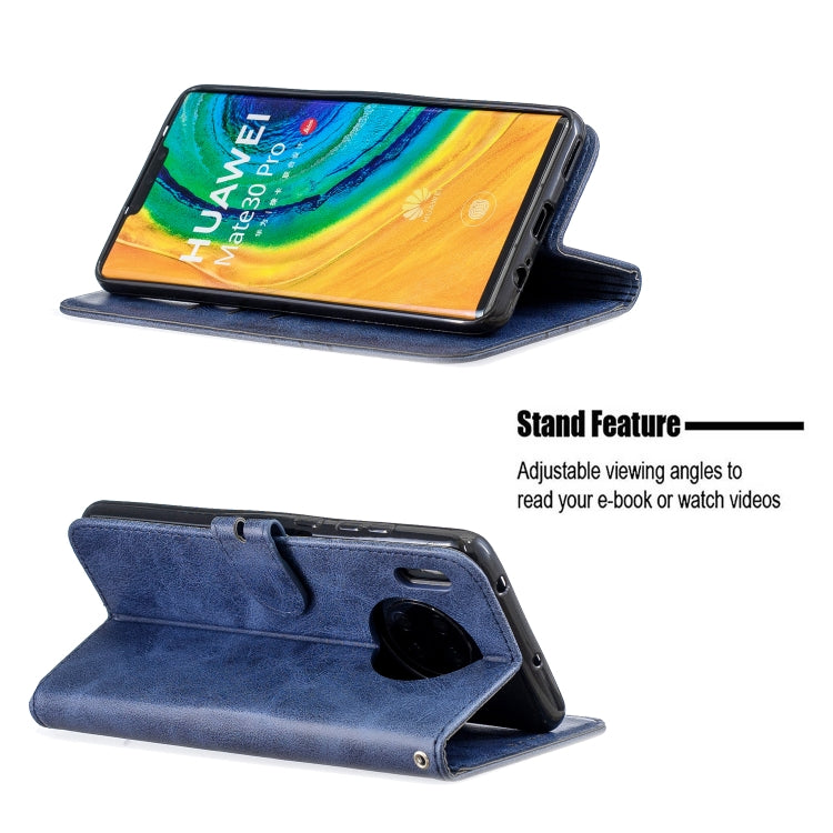 For Huawei Mate 30 Pro Stitching Style 2-Color Cow Texture Horizontal Flip PU Leather Case with Holder & Card Slot & Lanyard