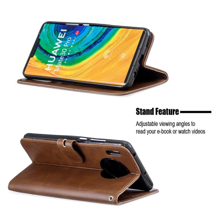 For Huawei Mate 30 Pro Stitching Style 2-Color Cow Texture Horizontal Flip PU Leather Case with Holder & Card Slot & Lanyard