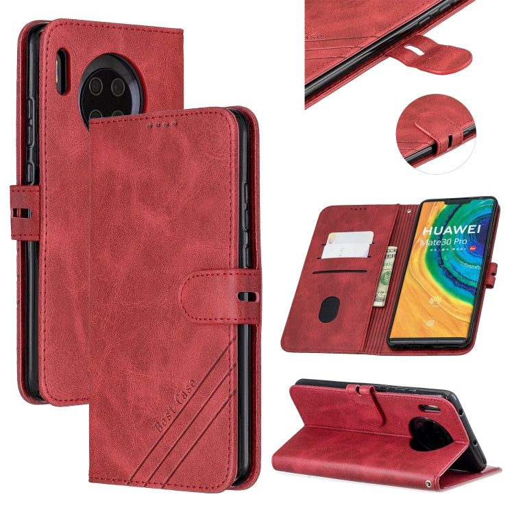 For Huawei Mate 30 Pro Stitching Style 2-Color Cow Texture Horizontal Flip PU Leather Case with Holder & Card Slot & Lanyard