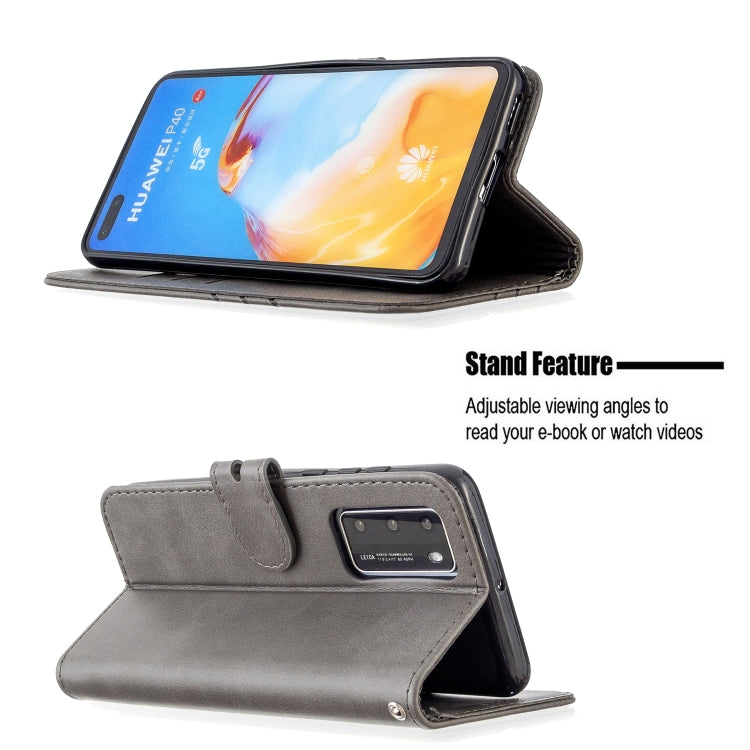 For Huawei P40 Stitching Style 2-Color Cow Texture Horizontal Flip PU Leather Case with Holder & Card Slot & Lanyard