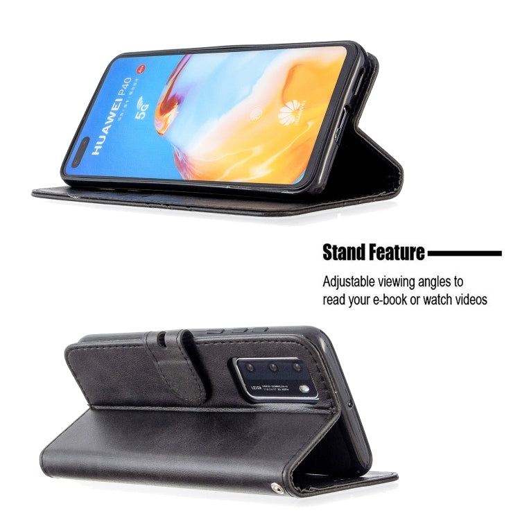 For Huawei P40 Stitching Style 2-Color Cow Texture Horizontal Flip PU Leather Case with Holder & Card Slot & Lanyard