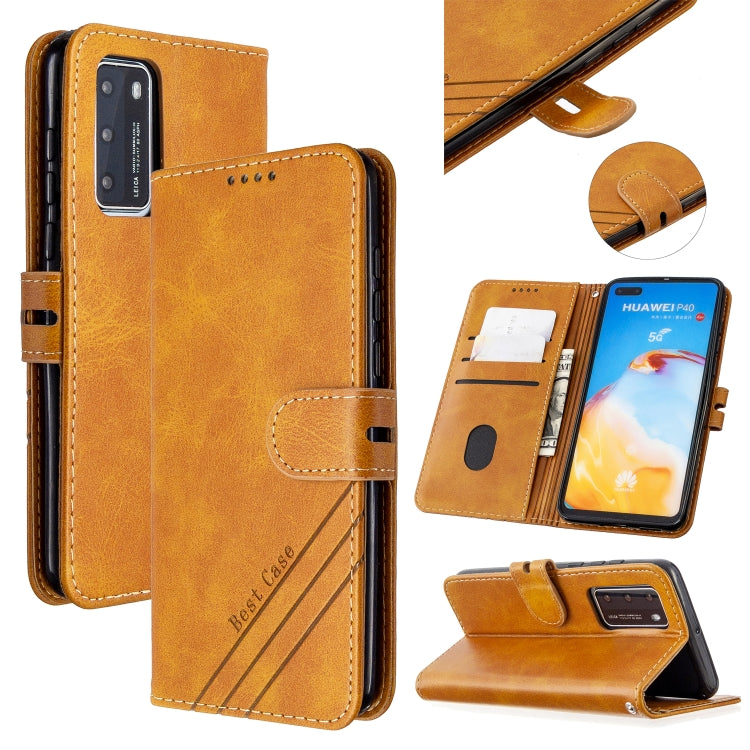 For Huawei P40 Stitching Style 2-Color Cow Texture Horizontal Flip PU Leather Case with Holder & Card Slot & Lanyard