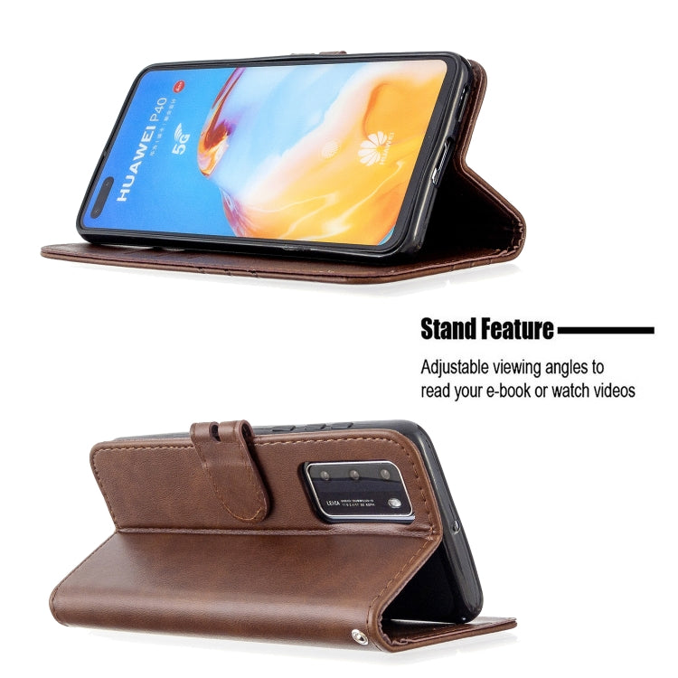 For Huawei P40 Stitching Style 2-Color Cow Texture Horizontal Flip PU Leather Case with Holder & Card Slot & Lanyard