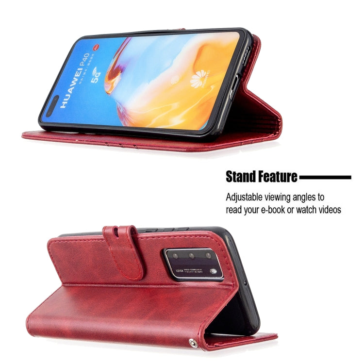 For Huawei P40 Stitching Style 2-Color Cow Texture Horizontal Flip PU Leather Case with Holder & Card Slot & Lanyard