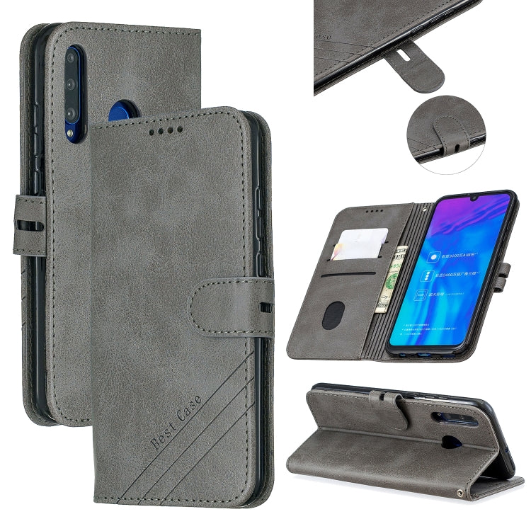 For Huawei P40 lite E / Y7p Stitching Style 2-Color Cow Texture Horizontal Flip PU Leather Case with Holder & Card Slot & Lanyard