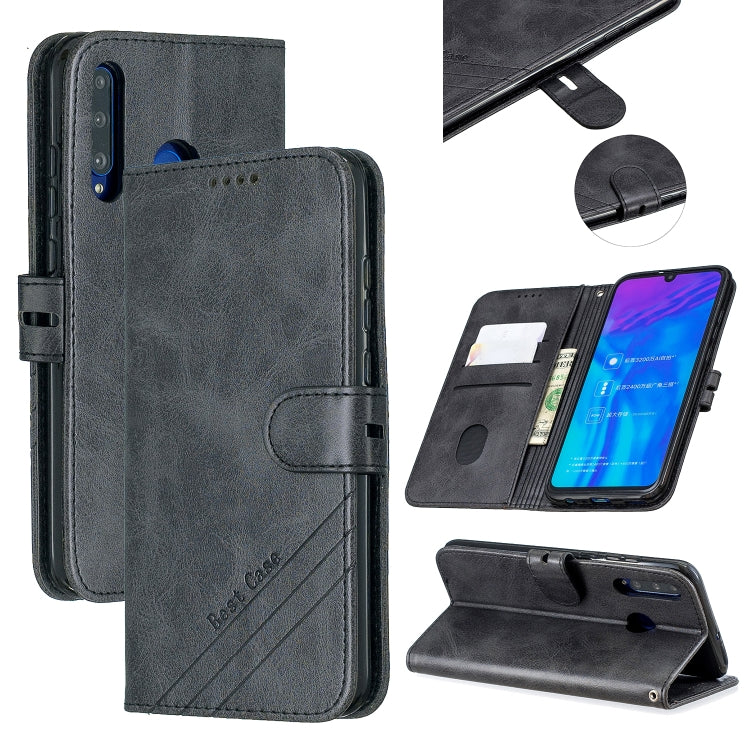 For Huawei P40 lite E / Y7p Stitching Style 2-Color Cow Texture Horizontal Flip PU Leather Case with Holder & Card Slot & Lanyard