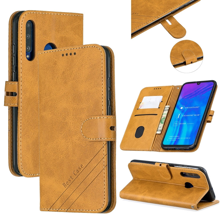 For Huawei P40 lite E / Y7p Stitching Style 2-Color Cow Texture Horizontal Flip PU Leather Case with Holder & Card Slot & Lanyard