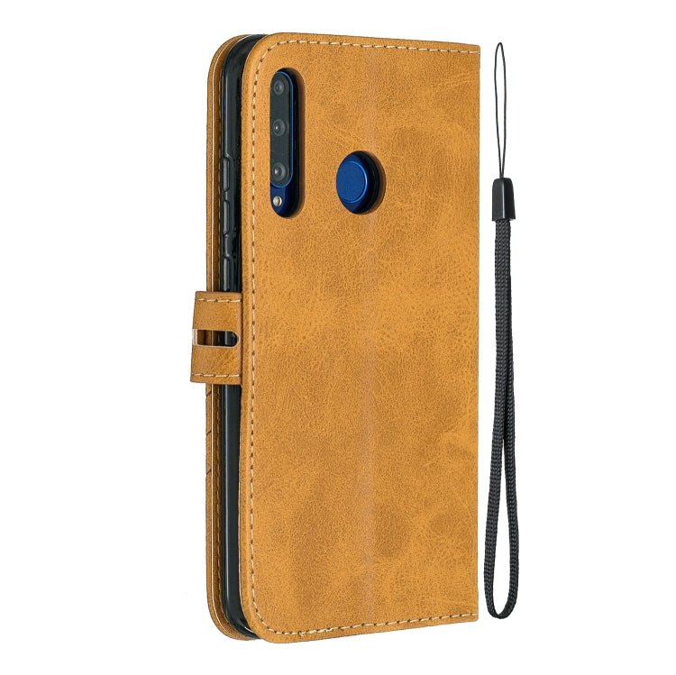 For Huawei P40 lite E / Y7p Stitching Style 2-Color Cow Texture Horizontal Flip PU Leather Case with Holder & Card Slot & Lanyard
