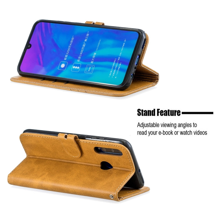 For Huawei P40 lite E / Y7p Stitching Style 2-Color Cow Texture Horizontal Flip PU Leather Case with Holder & Card Slot & Lanyard