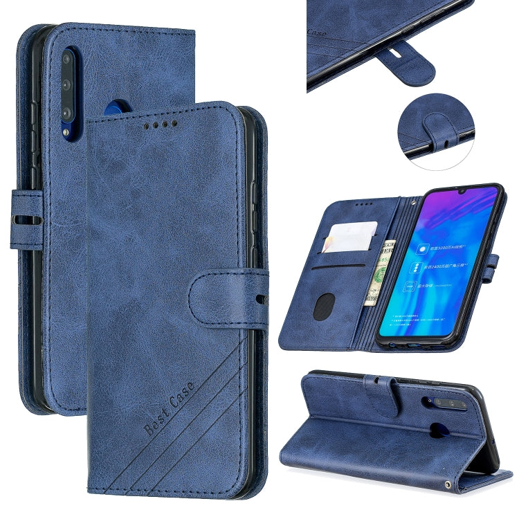 For Huawei P40 lite E / Y7p Stitching Style 2-Color Cow Texture Horizontal Flip PU Leather Case with Holder & Card Slot & Lanyard