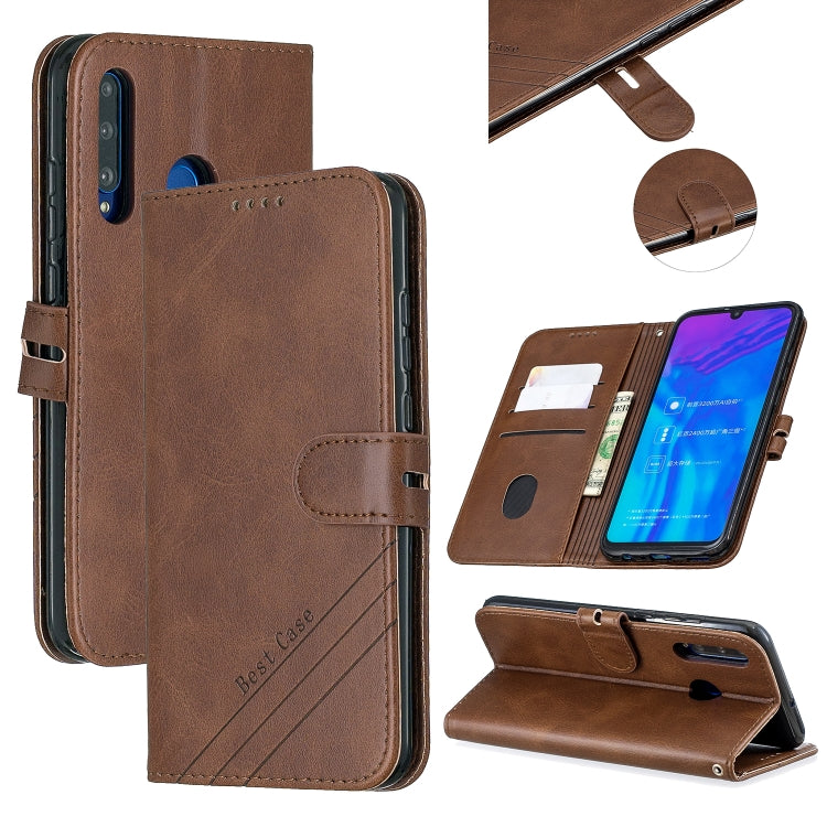 For Huawei P40 lite E / Y7p Stitching Style 2-Color Cow Texture Horizontal Flip PU Leather Case with Holder & Card Slot & Lanyard