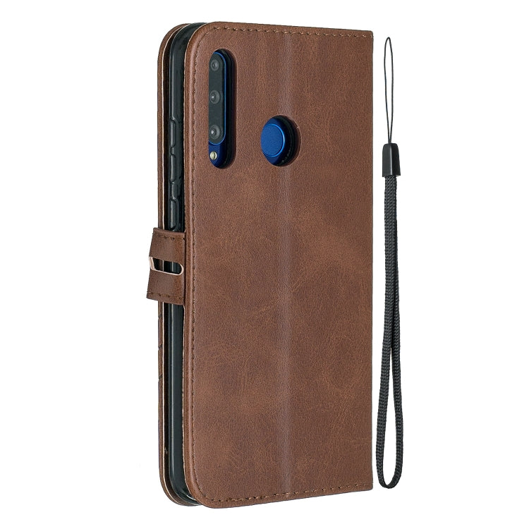 For Huawei P40 lite E / Y7p Stitching Style 2-Color Cow Texture Horizontal Flip PU Leather Case with Holder & Card Slot & Lanyard