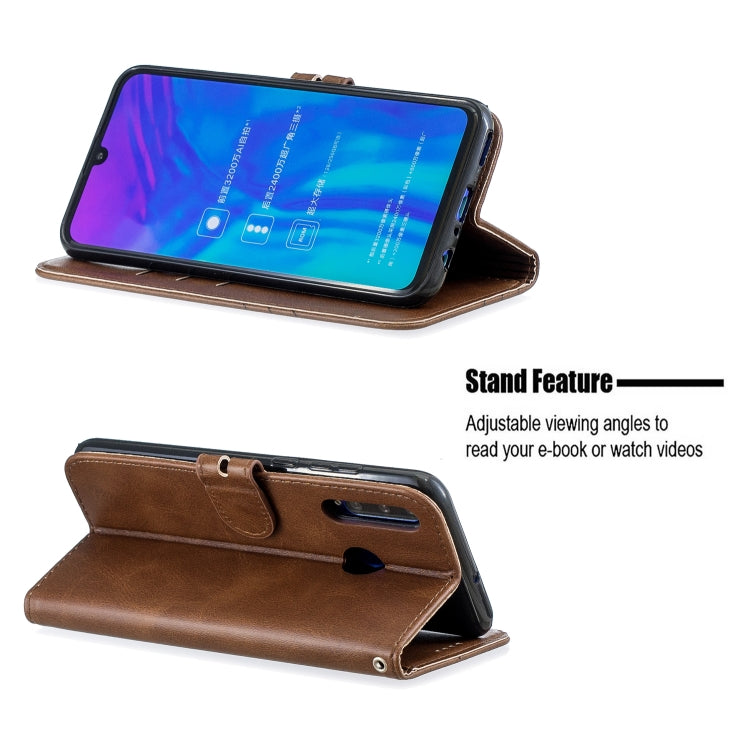 For Huawei P40 lite E / Y7p Stitching Style 2-Color Cow Texture Horizontal Flip PU Leather Case with Holder & Card Slot & Lanyard