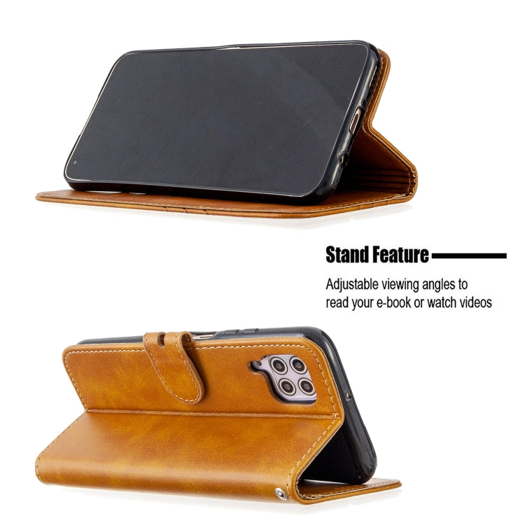 For Huawei P40 lite / nova 7i Stitching Style 2-Color Cow Texture Horizontal Flip PU Leather Case with Holder & Card Slot & Lanyard
