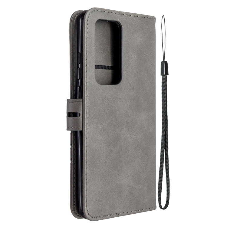 For Huawei P40 Pro Stitching Style 2-Color Cow Texture Horizontal Flip PU Leather Case with Holder & Card Slot & Lanyard