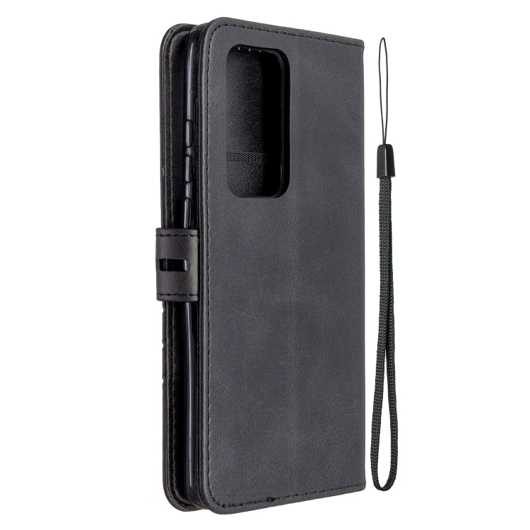 For Huawei P40 Pro Stitching Style 2-Color Cow Texture Horizontal Flip PU Leather Case with Holder & Card Slot & Lanyard