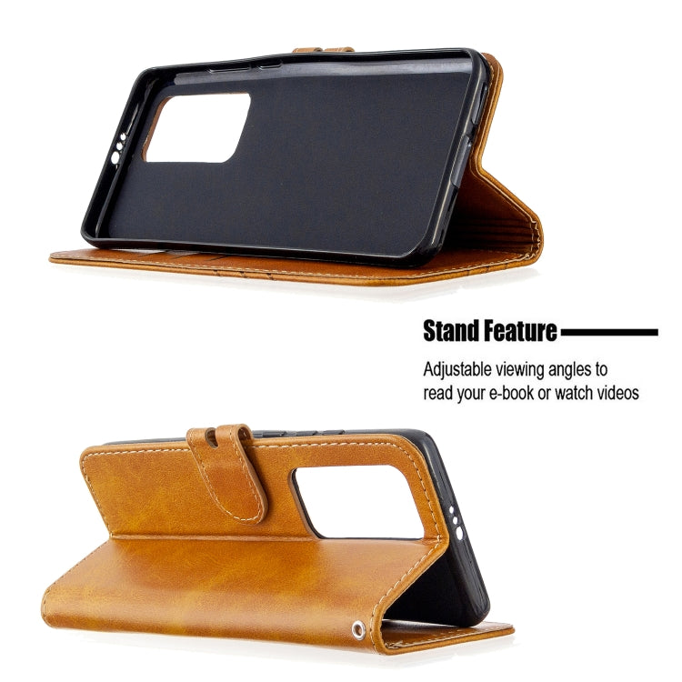 For Huawei P40 Pro Stitching Style 2-Color Cow Texture Horizontal Flip PU Leather Case with Holder & Card Slot & Lanyard