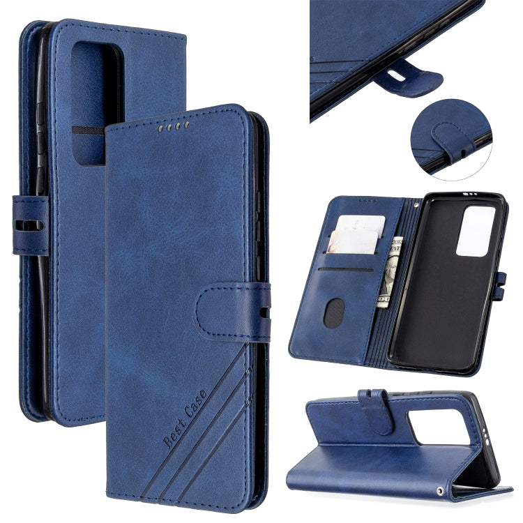 For Huawei P40 Pro Stitching Style 2-Color Cow Texture Horizontal Flip PU Leather Case with Holder & Card Slot & Lanyard
