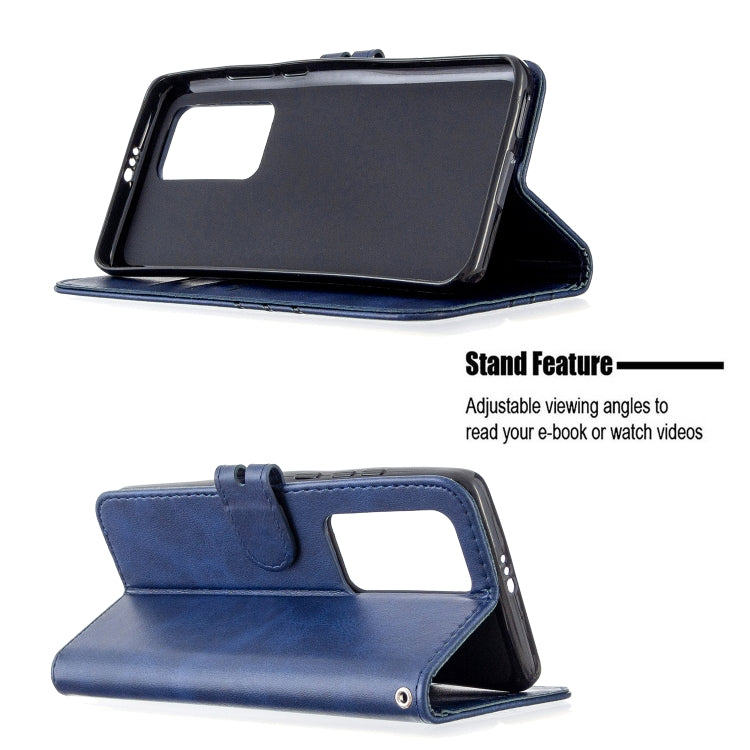 For Huawei P40 Pro Stitching Style 2-Color Cow Texture Horizontal Flip PU Leather Case with Holder & Card Slot & Lanyard