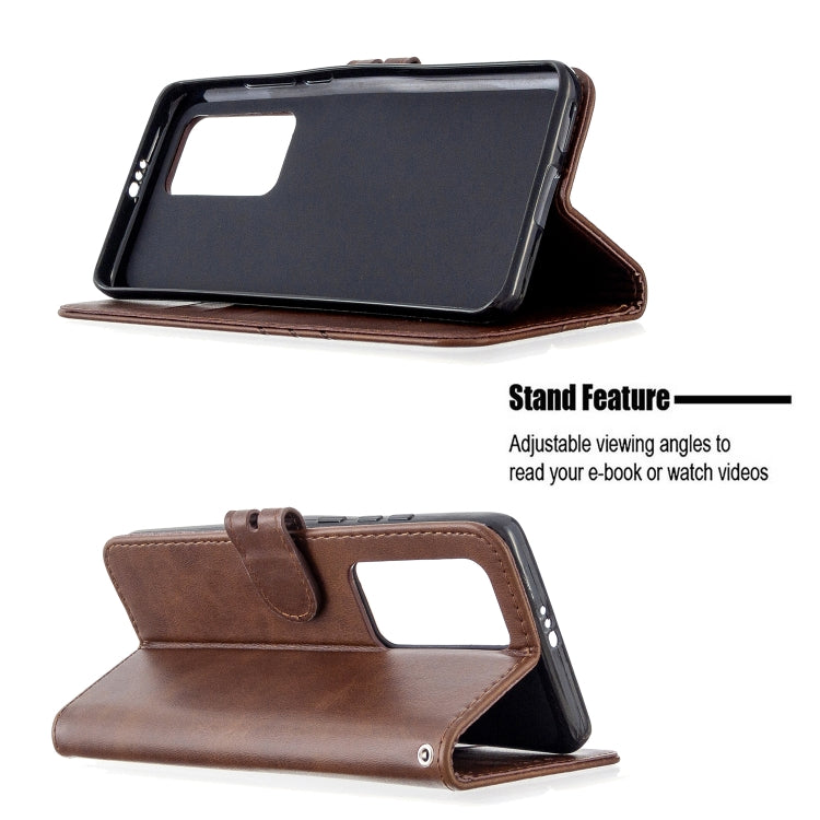For Huawei P40 Pro Stitching Style 2-Color Cow Texture Horizontal Flip PU Leather Case with Holder & Card Slot & Lanyard