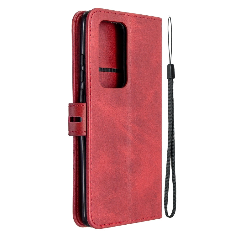 For Huawei P40 Pro Stitching Style 2-Color Cow Texture Horizontal Flip PU Leather Case with Holder & Card Slot & Lanyard