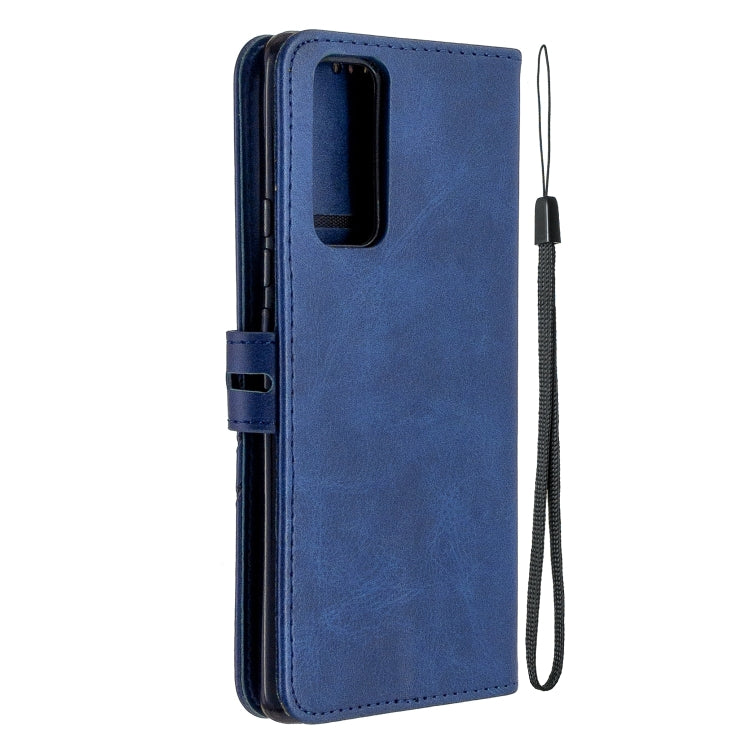 For Huawei Honor 30 Stitching Style 2-Color Cow Texture Horizontal Flip PU Leather Case with Holder & Card Slot & Lanyard