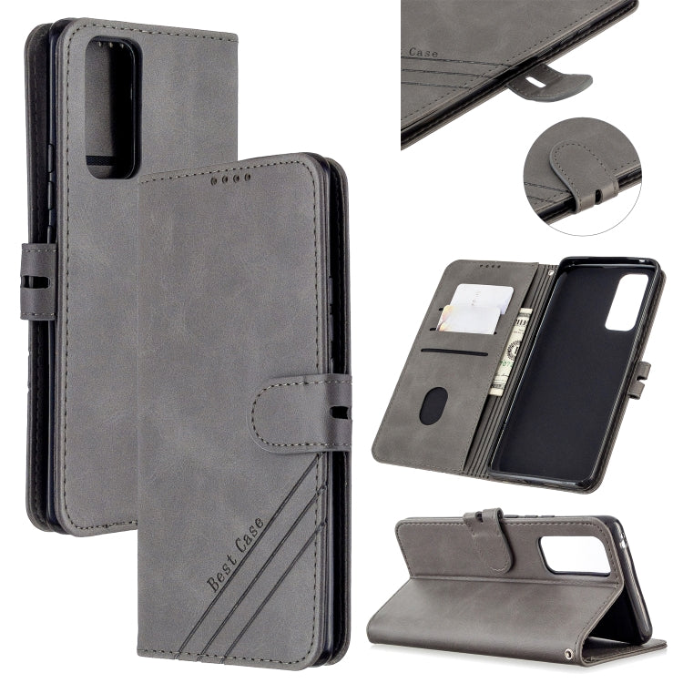 For Huawei Honor 30 Pro Stitching Style 2-Color Cow Texture Horizontal Flip PU Leather Case with Holder & Card Slot & Lanyard