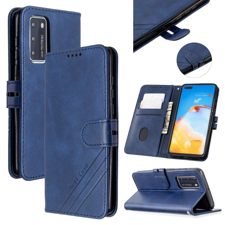 For Huawei Honor V30 / V30 Pro Stitching Style 2-Color Cow Texture Horizontal Flip PU Leather Case with Holder & Card Slot & Lanyard