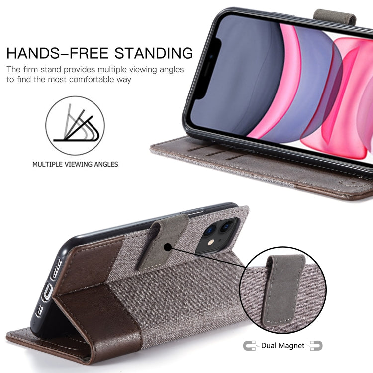 For iPhone 11 MUXMA MX102 Horizontal Flip Canvas Leather Case with Stand & Card Slot & Wallet Function