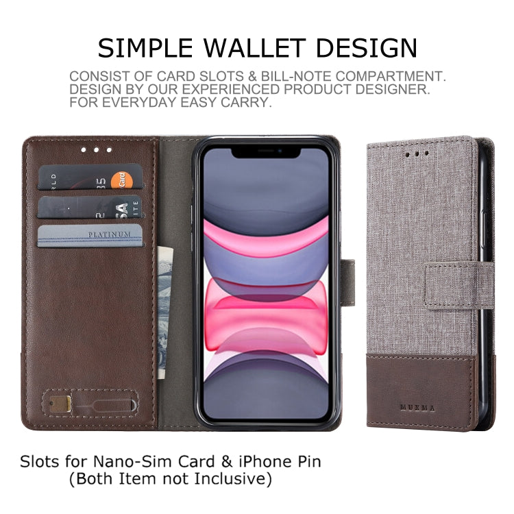 For iPhone 11 Pro MUXMA MX102 Horizontal Flip Canvas Leather Case with Stand & Card Slot & Wallet Function