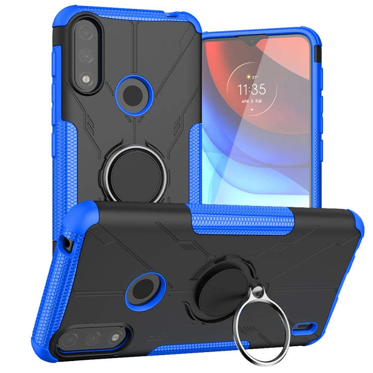 For Motorola Moto E7 Power Armor Bear Shockproof PC + TPU Protective Case with Ring Holder