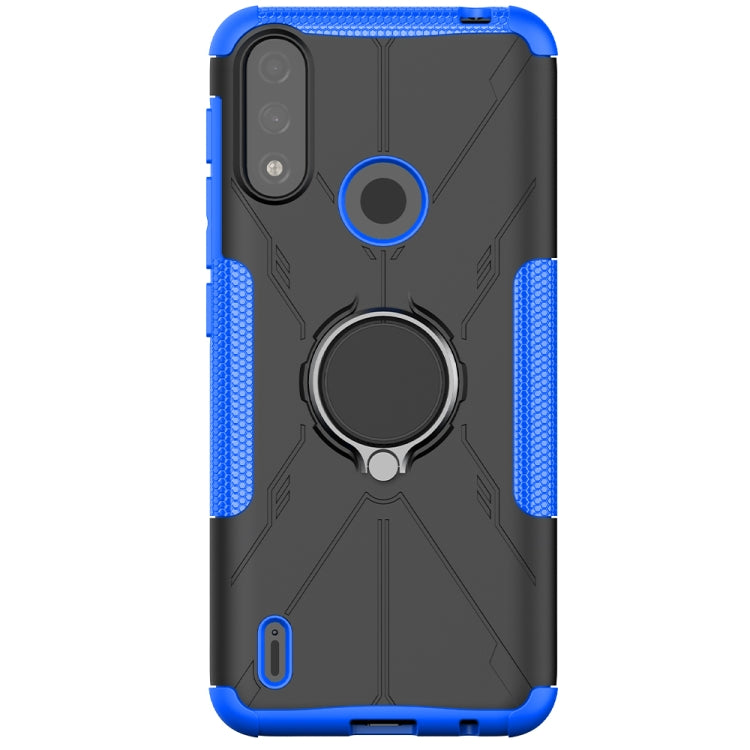 For Motorola Moto E7 Power Armor Bear Shockproof PC + TPU Protective Case with Ring Holder