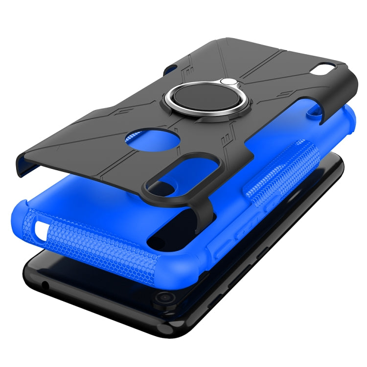 For Motorola Moto E7 Power Armor Bear Shockproof PC + TPU Protective Case with Ring Holder