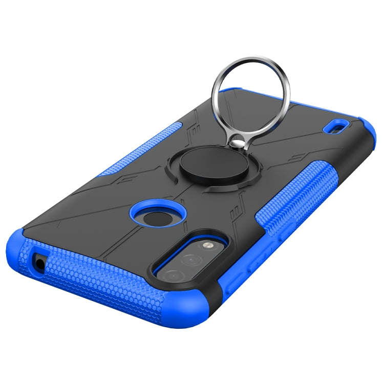 For Motorola Moto E7 Power Armor Bear Shockproof PC + TPU Protective Case with Ring Holder