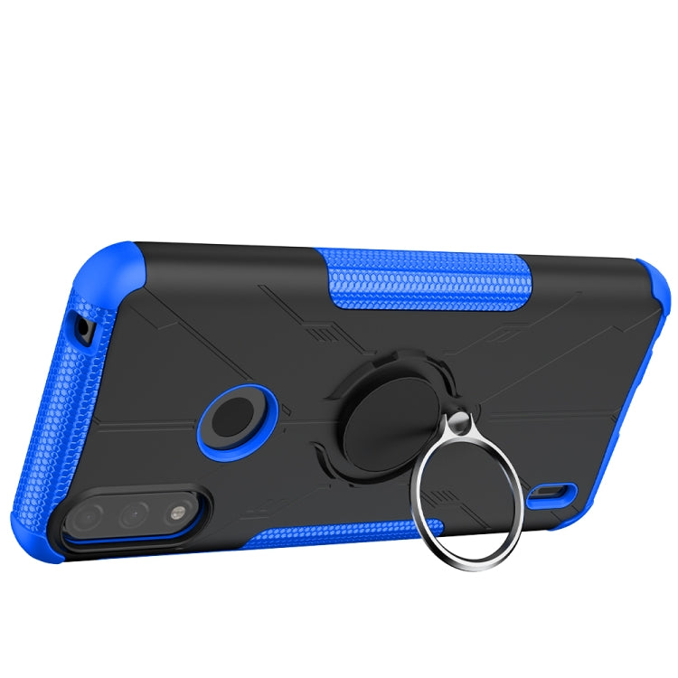 For Motorola Moto E7 Power Armor Bear Shockproof PC + TPU Protective Case with Ring Holder