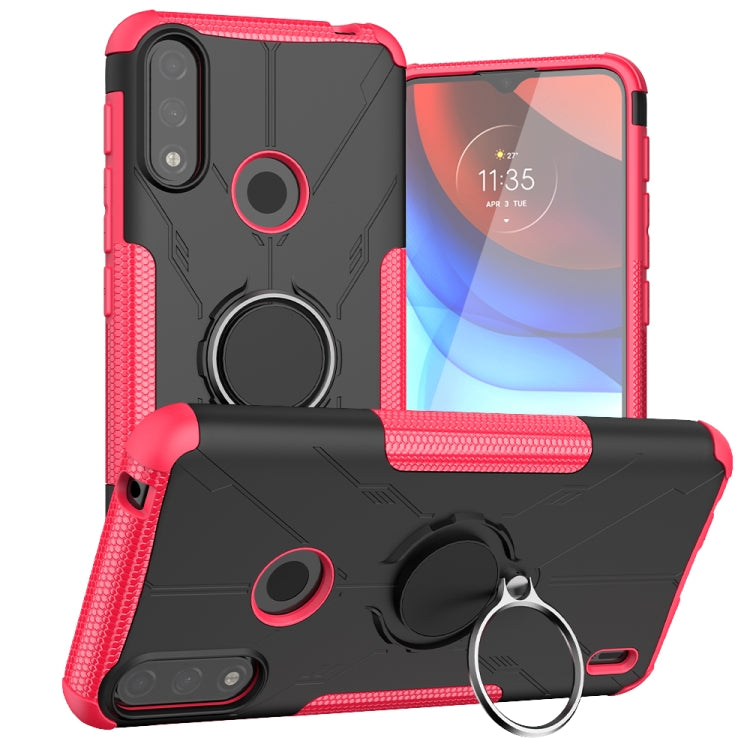 For Motorola Moto E7 Power Armor Bear Shockproof PC + TPU Protective Case with Ring Holder