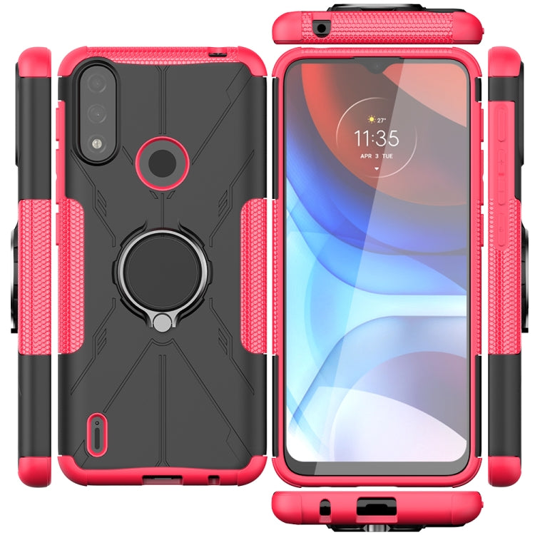 For Motorola Moto E7 Power Armor Bear Shockproof PC + TPU Protective Case with Ring Holder