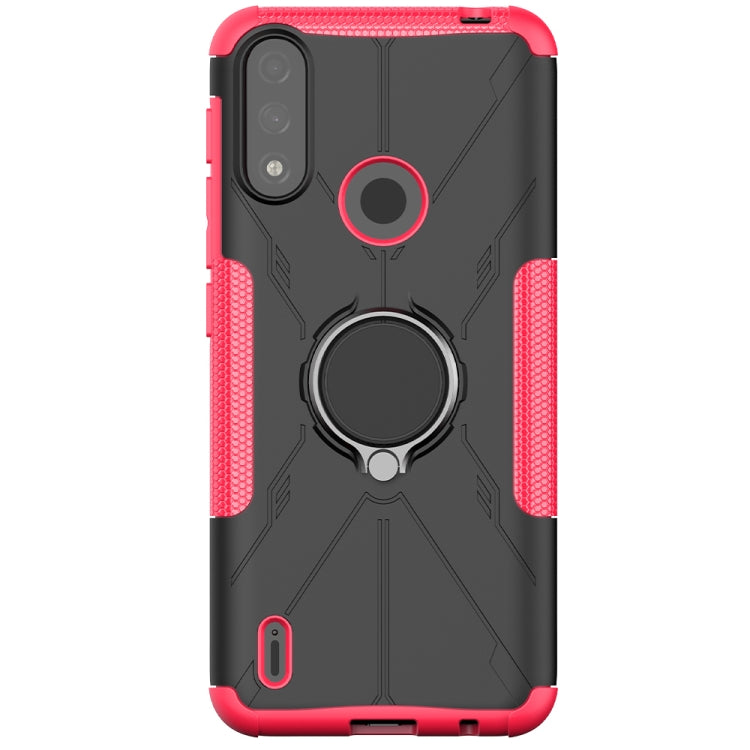 For Motorola Moto E7 Power Armor Bear Shockproof PC + TPU Protective Case with Ring Holder