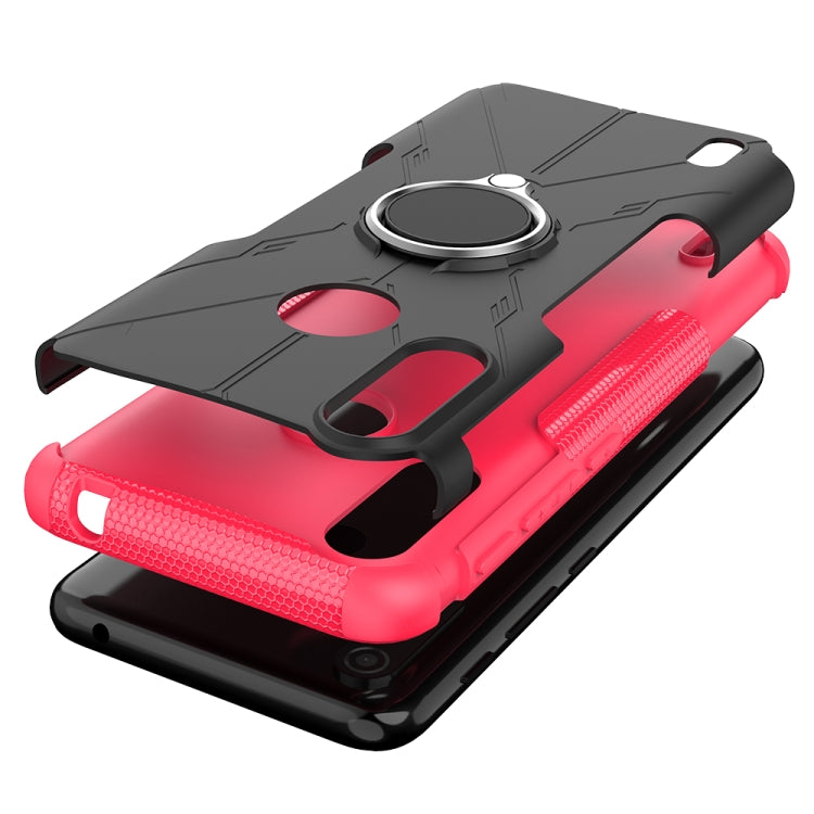 For Motorola Moto E7 Power Armor Bear Shockproof PC + TPU Protective Case with Ring Holder