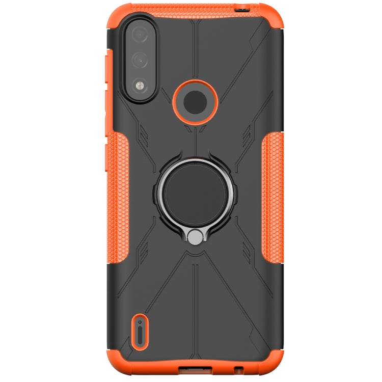 For Motorola Moto E7 Power Armor Bear Shockproof PC + TPU Protective Case with Ring Holder