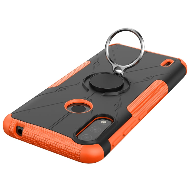 For Motorola Moto E7 Power Armor Bear Shockproof PC + TPU Protective Case with Ring Holder