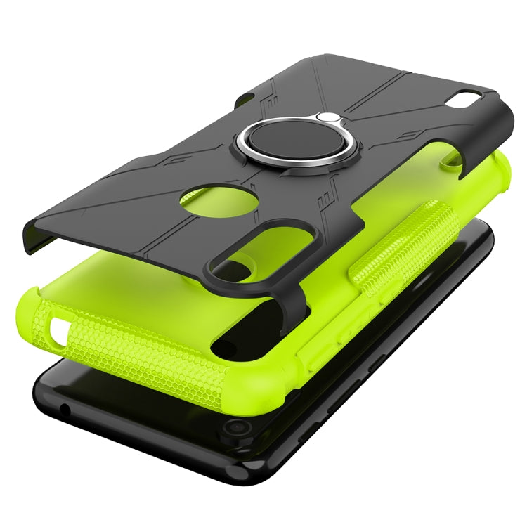 For Motorola Moto E7 Power Armor Bear Shockproof PC + TPU Protective Case with Ring Holder