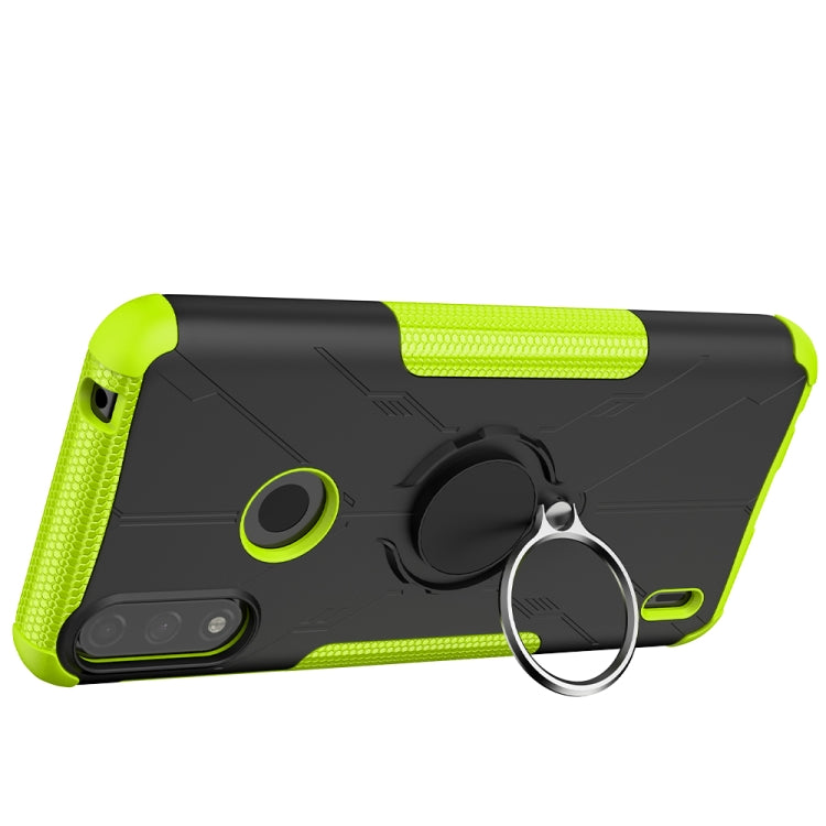 For Motorola Moto E7 Power Armor Bear Shockproof PC + TPU Protective Case with Ring Holder