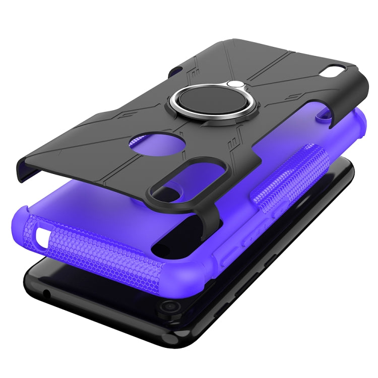 For Motorola Moto E7 Power Armor Bear Shockproof PC + TPU Protective Case with Ring Holder