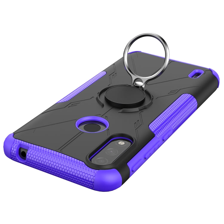 For Motorola Moto E7 Power Armor Bear Shockproof PC + TPU Protective Case with Ring Holder