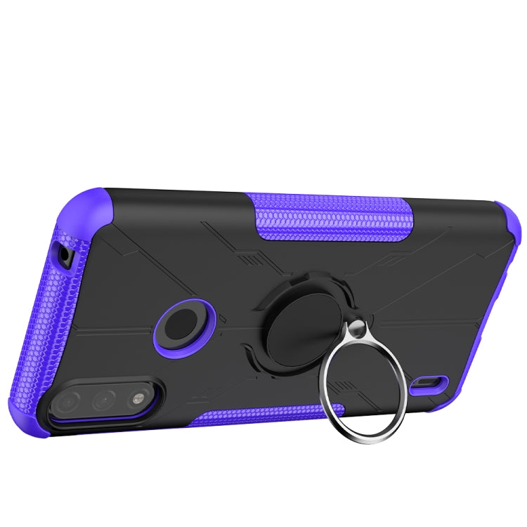 For Motorola Moto E7 Power Armor Bear Shockproof PC + TPU Protective Case with Ring Holder