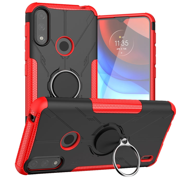 For Motorola Moto E7 Power Armor Bear Shockproof PC + TPU Protective Case with Ring Holder