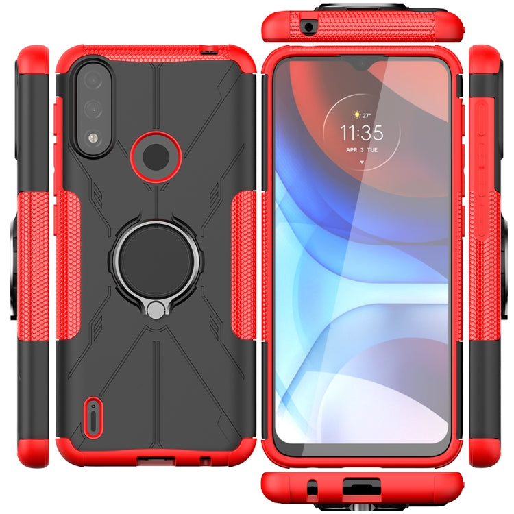 For Motorola Moto E7 Power Armor Bear Shockproof PC + TPU Protective Case with Ring Holder